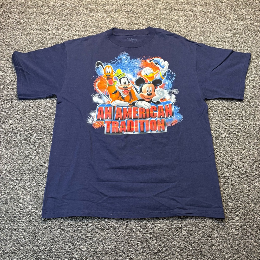 Disney Navy T-Shirt with Mickey and Friends Large